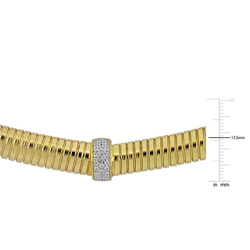 Cubic Zirconia Stretch Omega Necklace in Gold Plated Sterling Silver image number null